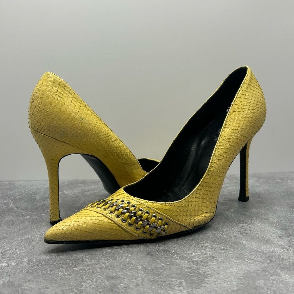 Vintage Versace Classic Python Chain Yellow Leath… - image 1